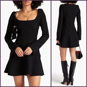 A.L.C. NWT Heidi Crepe Black Fit-Flare Mini Dress Size 10 Square Neck